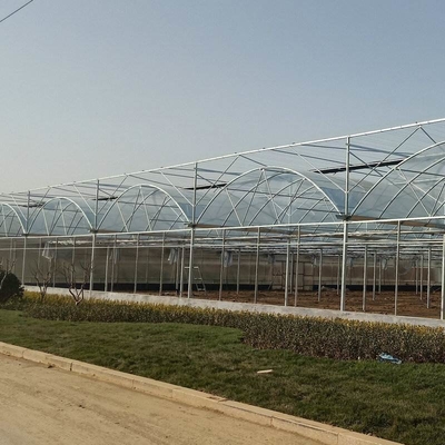 Factory wholesale stock exterior shading steel frame commercial multi span film greenhouse
