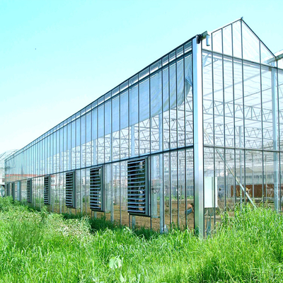 Large Prefabricated Outdoor And Indoor Backyard  Glass Greenhouse For Flower Growing